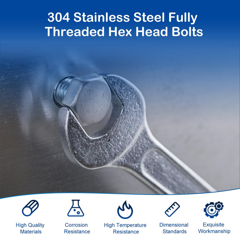 MroMax 4Pcs M8 x 150mm Hex Head Screws Bolts, 304 Stainless Steel 18-8, Fully Threaded, External Hex Drive, for Mounting Chair, Handles, Rail, Pump, Wheels, Antenna Parts, Boat and Plastic Bumpers 4
