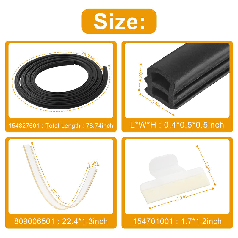 154827601 Dishwasher Bottom Door Seal Combo Kit Compatible With Frigidaire Kenmore Sears and Electrolux Dishwasher Series,Kit Include Door Seal 154827601,Lower Seal 809006501, Splash Shield 154701001