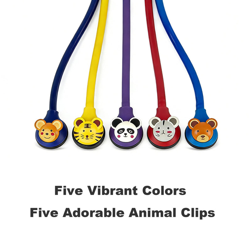 ClearSound Kids Stethoscope - Real Working Medical Tool with 5 Fun Cartoon Heads for Pediatric Exams, Nurse Gifts & Home Play (Red) Red