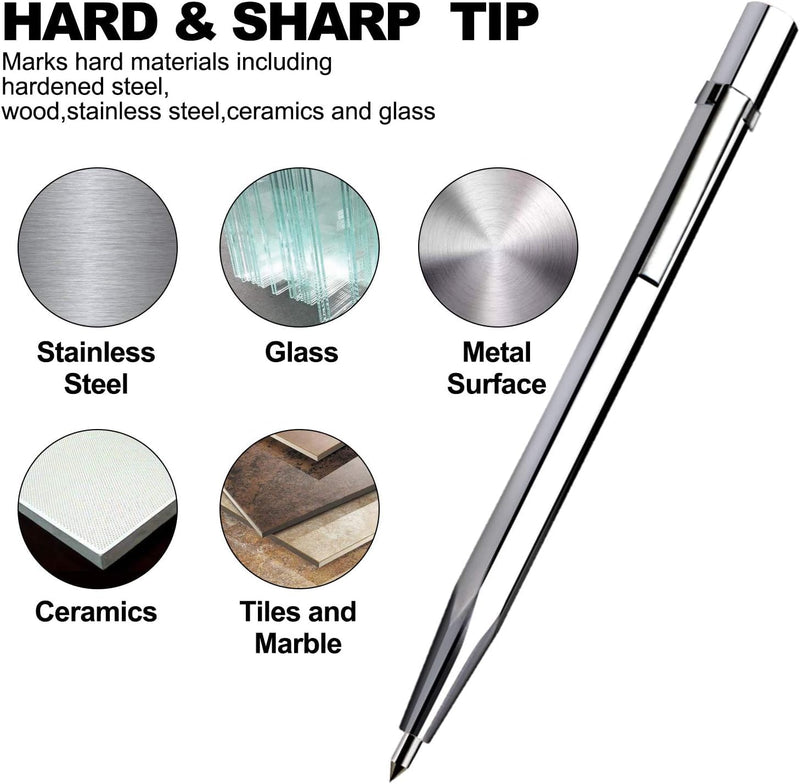 Tungsten Carbide Tip Scriber, 12Pcs Metal Etching Pen Carve Engraver Scribe Tools for Stainless Steel, Ceramics, Glass, Metal Sheet and Gold/Welding Scribers12PCS