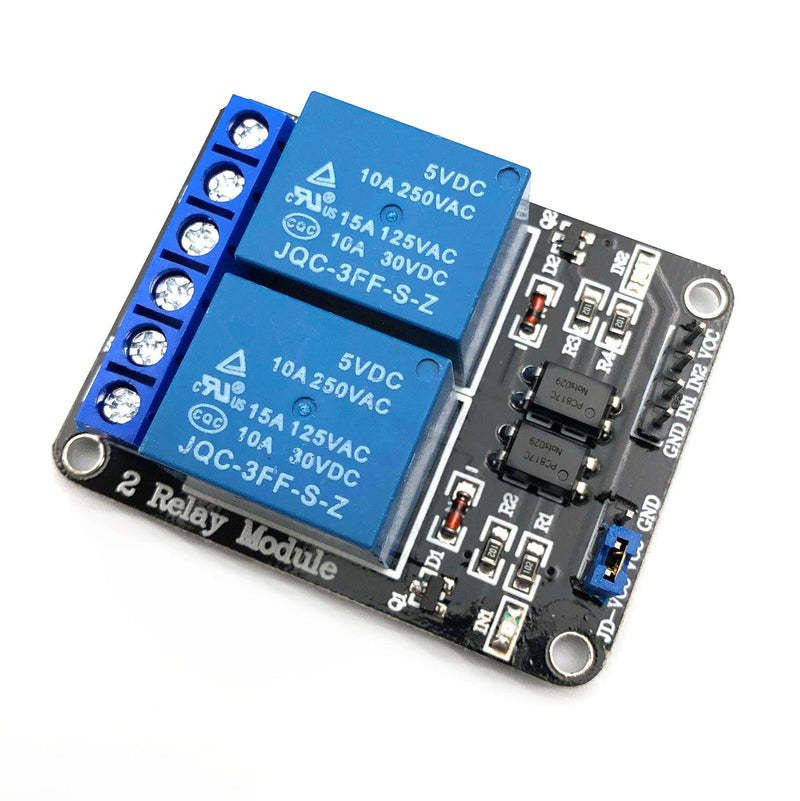 FainWan 2pcs 2 Channel Relay Module with Optocoupler 5V Active Low Level Amplifier Trigger JD-VCC Relay Power VCC Power