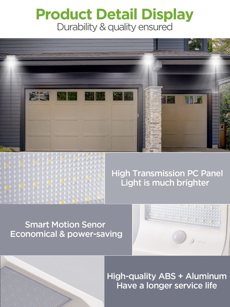 InnoGear Solar Gutter Lights Outdoor, 80 LED Wall Mount Lighting with Motion Sensor 4 Working Modes IP65 Waterproof 450 Lumens for Front Door Yard Garage, Pack of 2