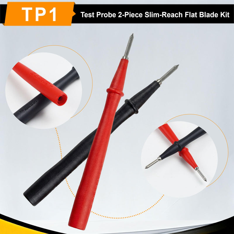 ZIBOO TP1 Slim-Reach Flat Blade Test Probe with Stainless Steel Tip, 1000V Voltage, 10A Current, Compatible with Fluke T5-1000 T5-600 T6-1000 T6-600 Electrical Voltage Continuity Current Tester 1000 VDC