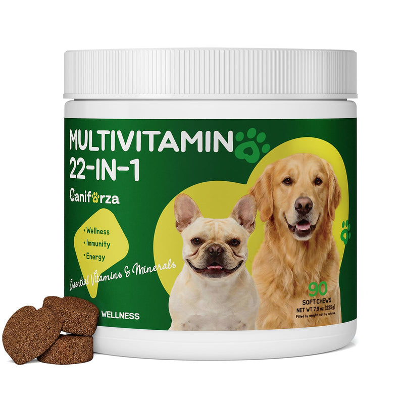 22-in-1 Grain-Free Dog Multivitamin Supplement – 90 Soft Chews for Hip & Joint Health, Immune Support, Healthy Coat & Overall Wellness – Vitamins A, B12, C, D, E, Minerals, and Antioxidants Pork