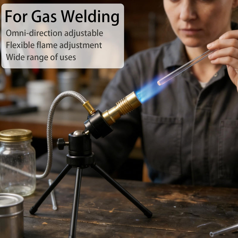 UCRXPLAB Propane Bunsen Burner with Tripod and Air Intake Adjuster, Direction and Height Adjustable for Lab Heating Picnic Camping Travel and Gas Welding (Propane Tank not Included)
