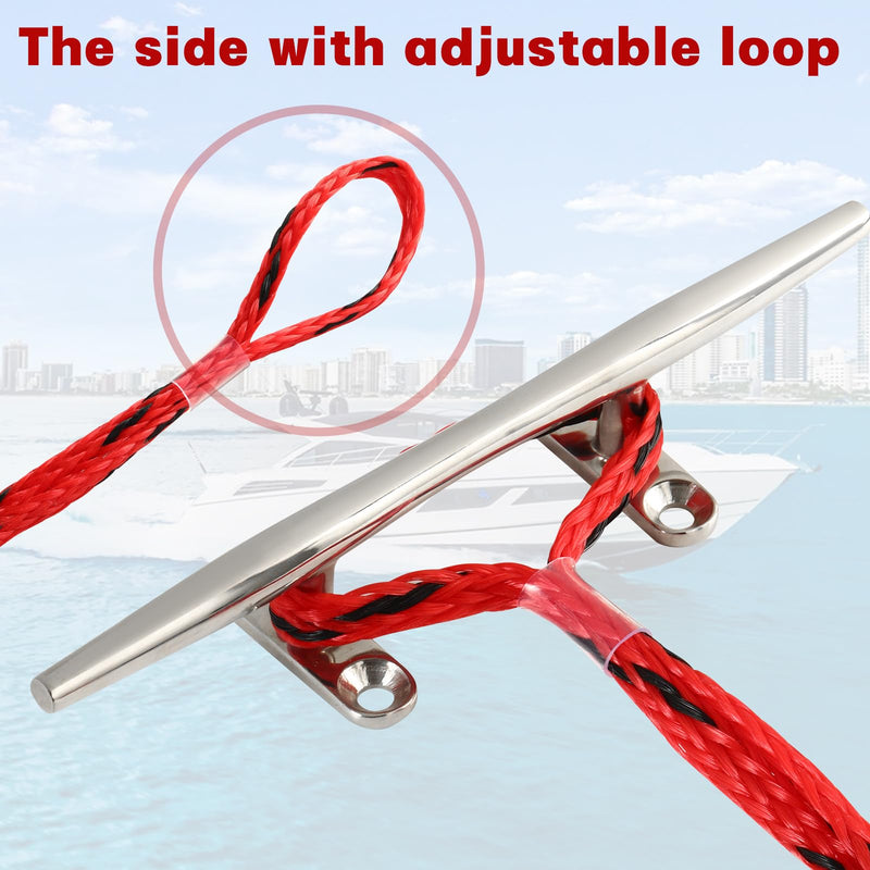 3FT Bungee Boat Dock Lines for Docking, Braided PE Marine Mooring Lines with 316 Stainless Steel Clips, UV & Abrasion Resistant Boat Accessories,Boat Dock Ropes for Watercraft (Red Black) red black