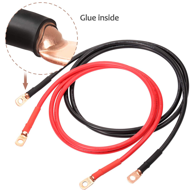 Maxdot 10 Pack UL Test Wire Lugs 8 Gauge Stud Ring Terminals Heavy Duty Copper Crimp Lugs Welding Cable Bare Copper Eyelet Lug with Heat Shrink Black, Red(8 AWG 3/8 Ring)