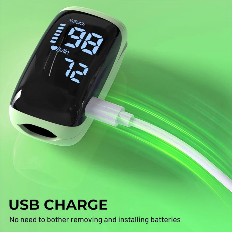 Pulse Oximeter, Blood Oximeter, Fingertip Pulse Oximeter, Rechargeable Pulse Oximeter, Accurate Rapid Blood Oximeter SpO2 Readings Outdoor Sports Home Use （green）