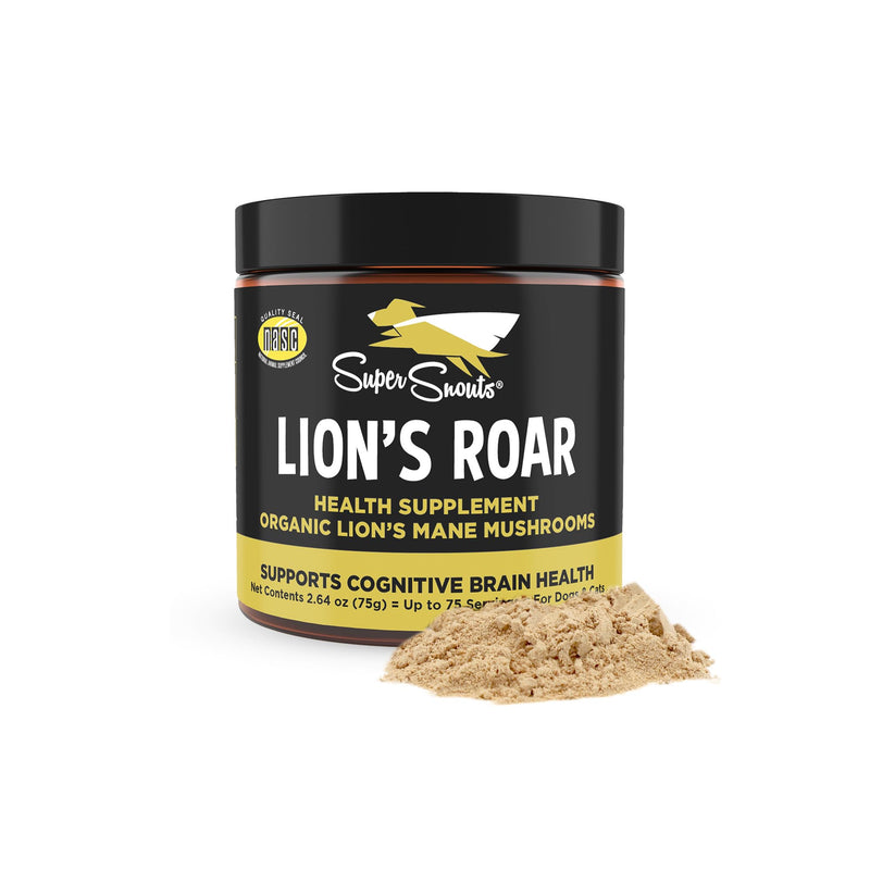 Super Snouts Lion's Roar Lion's Mane Mushroom Supplement for Dogs and Cats, 2.64oz - Made in USA Organic Lions Mane for Cognitive Function and Brain Health