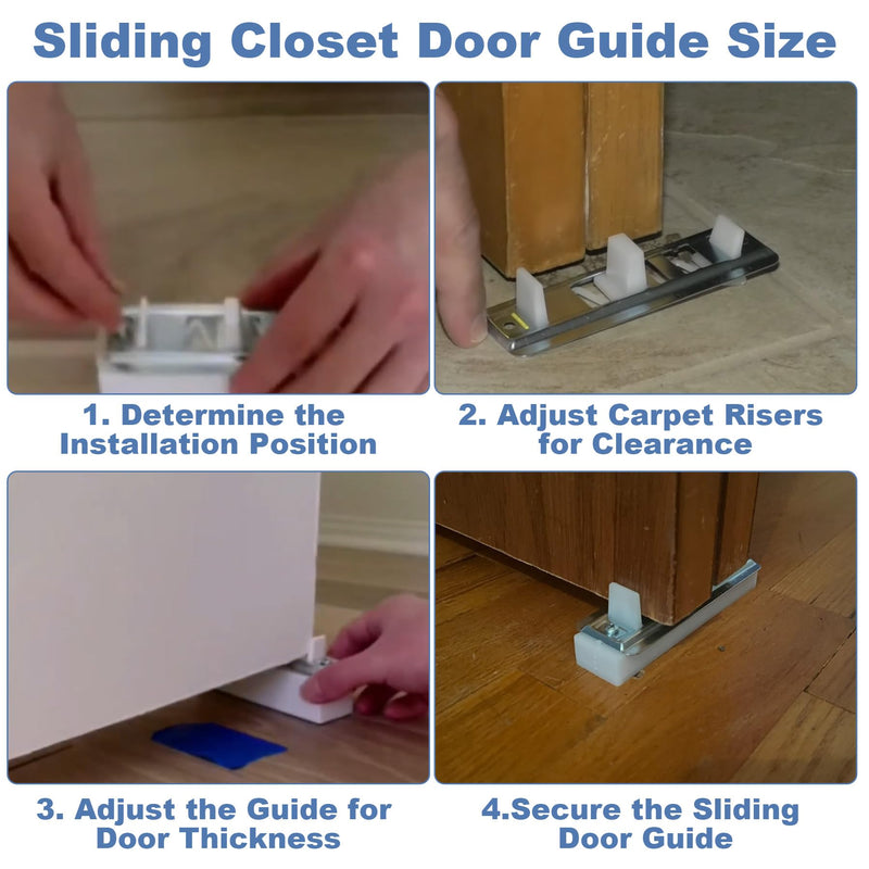 Sliding Closet Door Floor Guides with Carpet Risers,Closet Door Floor Guide Compatible with Prime-Line N 6560 Fits 3/4" to 1-3/8" Doors (8 Pack) 8 Pack