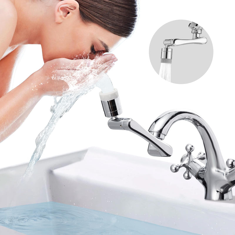 CECEFIN 1080° Swivel Faucet-Extender Sink-Aerator - 2 Mode Splash Water Filter Extension, Kitchen Bathroom 360° Rotatable Spray Attachment, Multifunctional Universal Robotic Arm -Wash Hand/Hair/Face A- Swivel Faucet Aerator