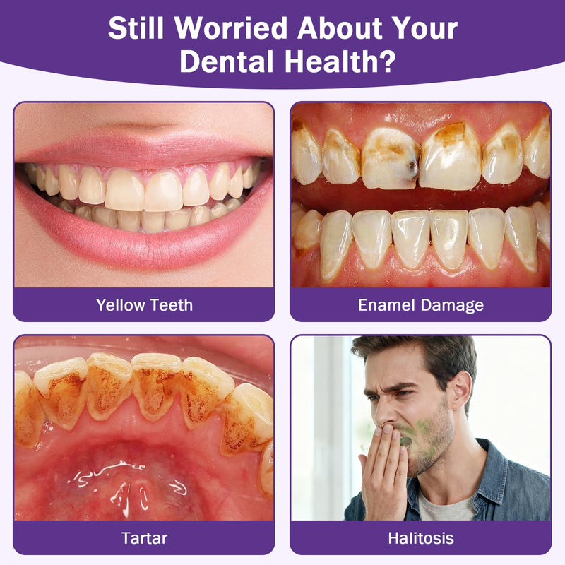 Purple Teeth Whitening Powder, Hydroxyapatite R5X Tooth Powder for Coffee, Tea, Smoke Stain Removal, Breath Freshener & Sensitive Dental Care, 2 Pack