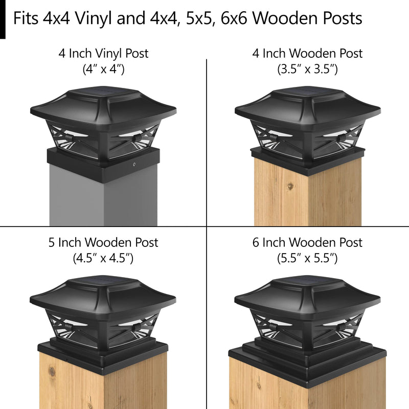 Davinci Lighting Renaissance Solar Outdoor Post Cap Lights - Includes Bases for 4x4 5x5 6x6 Posts - Bright LED Light - Slate Black (8 Pack) 8 Pack