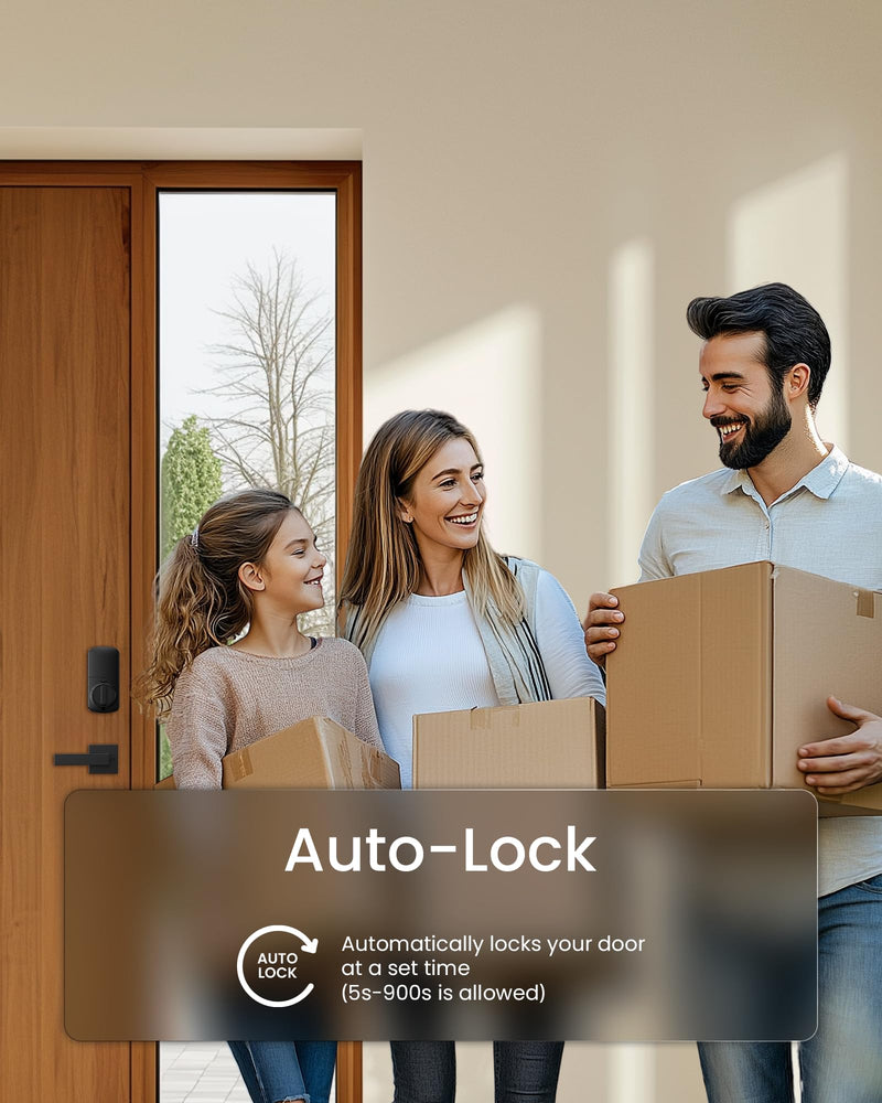 DESLOC Smart Door Lock B200, Smart Deadbolt Lock, Keyless Entry Door Lock, Fingerprint Smart Lock, Smart Locks for Front Door, App Control, Touchscreen Keypad Deadbolts,12-Month Battery, BHMA Grade3 Black