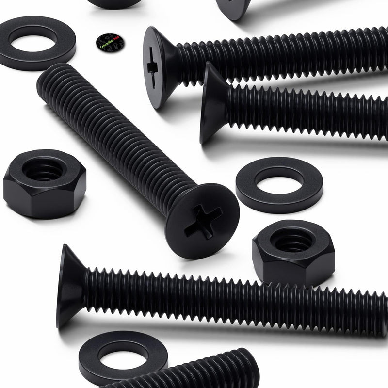 50 x Black Nylon Countersunk plastic machine screws, M6 x 40mm, Plastic Bolts, Nuts & Washers, (15/64 x 1-37/64 in)