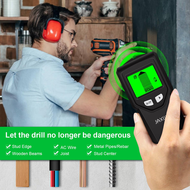 Stud Finder Wall Scanner - 5 in 1 Stud Finder Tool w/Smart Chip and HD LCD Display, Stud Detector Beam Finders for the Center and Edge of Wood AC Wire Metal Studs Joist Pipe (black Seaweed)