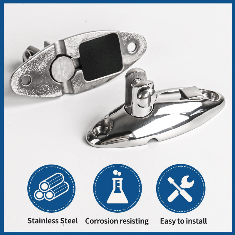 Boat Bimini Top Swivel Hinge - 316 Stainless Steel Deck Side Mount Quick Release Hinge, 360 Degree Rotation Marine Hardware Accessories（2 Pack）