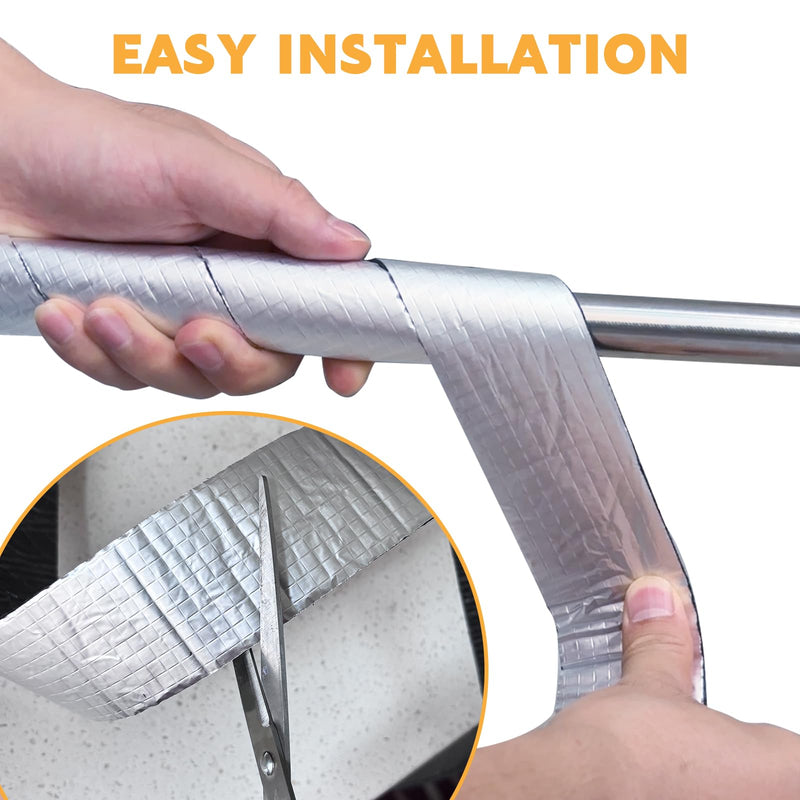 Water-Pipe-Insulation-Wrap-Foam-Tube 4" W x 33 FT Self Adhesive Outdoor Foam and Foil Water Pipe Insulation Wrap for Winter 4" W x 33' L