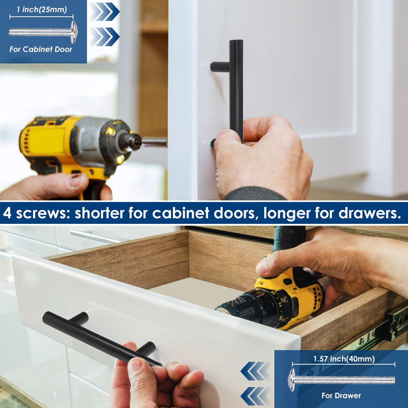 HBL' 30 Pack | 3 Inch Center to Center Matte Black Cabinet Pulls Kitchen Cabinet Handles,Made of Stainless Steel,Ideal for Cabinet,Drawer,Cupboard and Wardrobe. 5-Inch Length (3-Inch Hole Center) - NewNest Australia