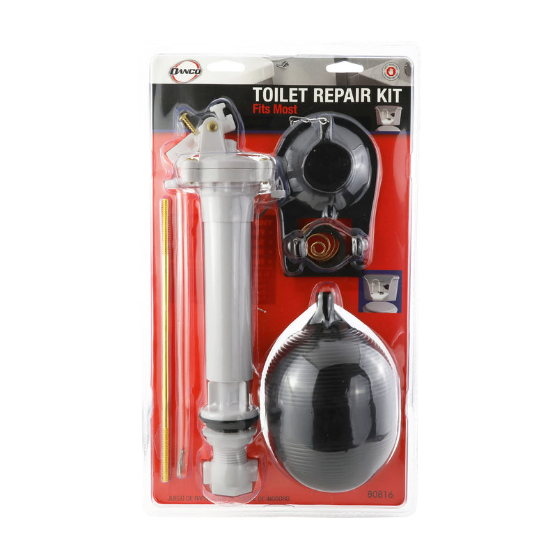 Danco Complete Toilet Repair Kit, Fill Valve, Flapper, Rod, Float Replacement (80816), White