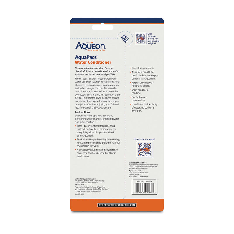 Aqueon AquaPacs Water Conditioner 12 Pack, 10 Gallon