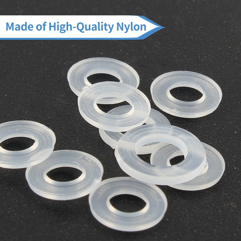 50 Pack M5 Nylon Washers Clear Flat Washer, 5mm ID 10mm OD 1mm Thickness Faucet Plastic Gasket, Metric Transparent Gasket Sealing Washer Spacer Flat Hose Washer for Water Pipe Water Hose M5x10mmx1mm 50