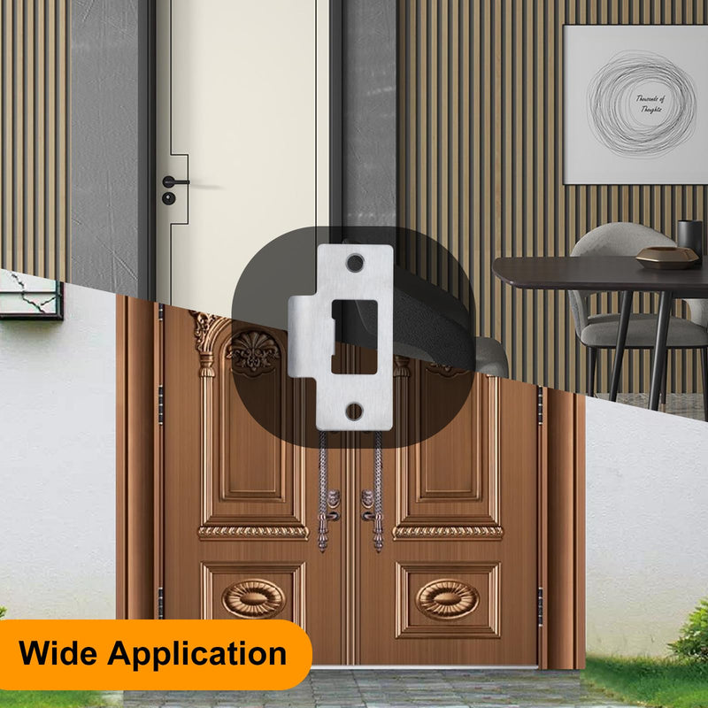 12PCS Universal Door Strike Plate，Replacement Lock Strike Plate T Strike Deadbolt with Screw，Stainless Steel Deadbolt Covers Door Reinforcement Kit for Interior Exterior Door Use(Silver) 12