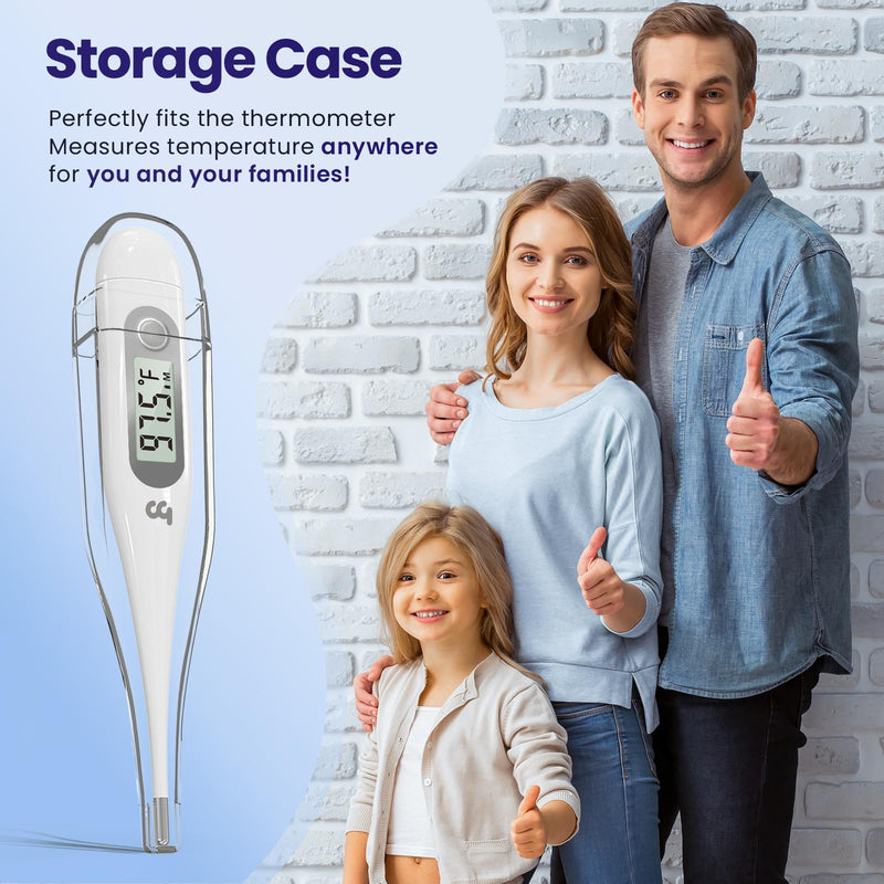 Femometer Thermometer for Adults and Kids, Digital Thermometer with Fever Alert, Memory Recall, C/F Switchable, for Oral, Rectal or Under Arm Use, Grey 1 Count (Pack of 1)