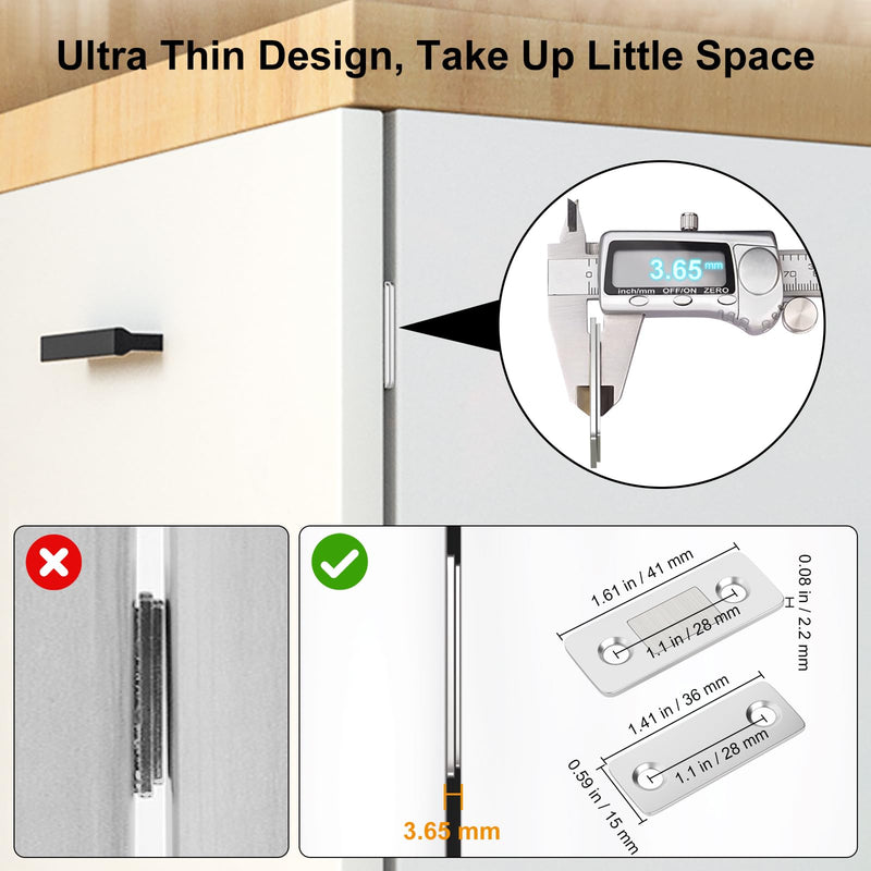 Drawer Magnets Jiayi 12 Pack Ultra Thin Cabinet Door Magnet Stainless Steel Magnetic Cabinet Latches Hardware Cabinet Magnets Catch for Sliding Door Kitchen Cupboard Closure Closet Door Closer Ultra Thin-12 Pack