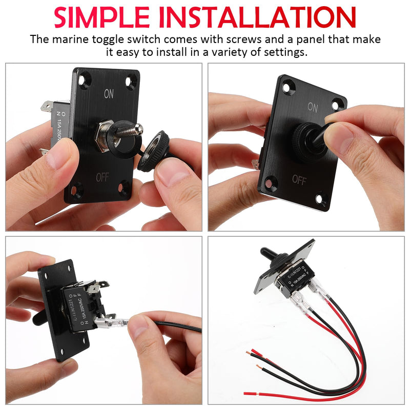 Rv Toggle Switch Panel Rocker Toggle Switch with Protective Cover 2.55 X 1.96 in Mounting Plate on/Off for Marine Boat Camper Car Electrical Equipment