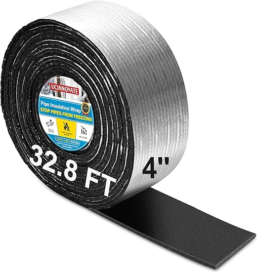 32.8 FTx 3 in Foiled Back Fiberglass Pipe Insulation Wrap,Pipe Insulation Foam Wrap Tape Ceramic Water Pipe Insulation Wrap for Outdoor Indoor Pipe Insulation Wrap Freezing Weather (1 Pack) 1