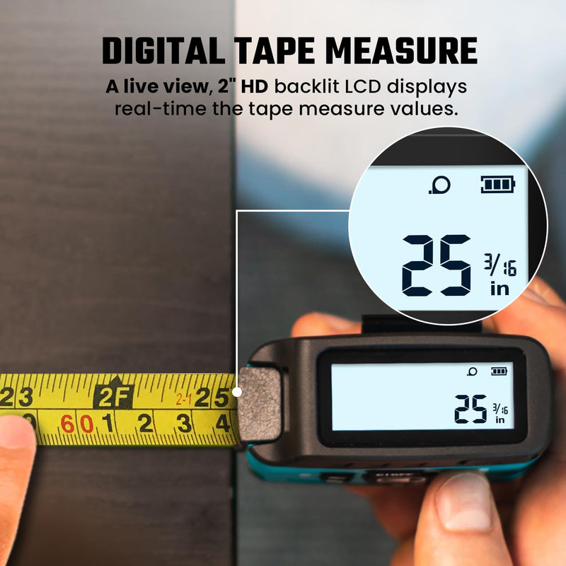 MiLESEEY DT20 Laser Tape Measure 3-in-1, 130FT Laser Distance Meter, 16FT Digital Tape Measure, Regular Tape Measure, Area Volume Measuring Pythagorean Mode, Waterproof and Rechargeable Non App
