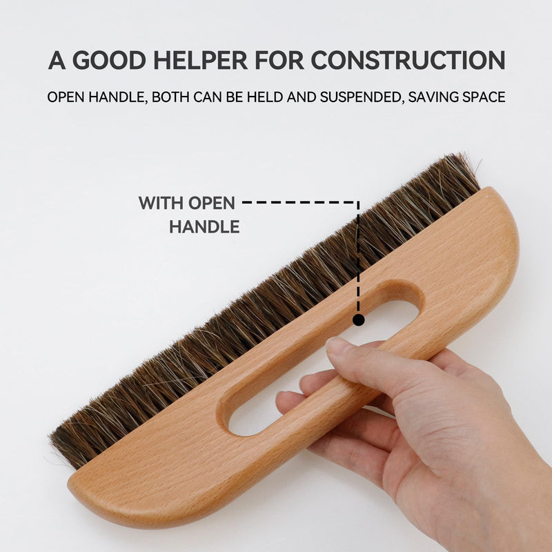 KUMGROT Wallpaper Smoothing Brush Wallpaper Paste Brush Wallpaper Smoothing Tool Horse Hair Wallpaper Brush with Wood Handle 3-row