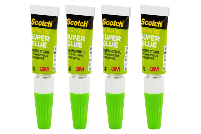 Scotch Super Glue Gel, 4-Pack of Single-Use Tubes, .017 oz each, Fast Drying, No Run Gel Formula (AD119)