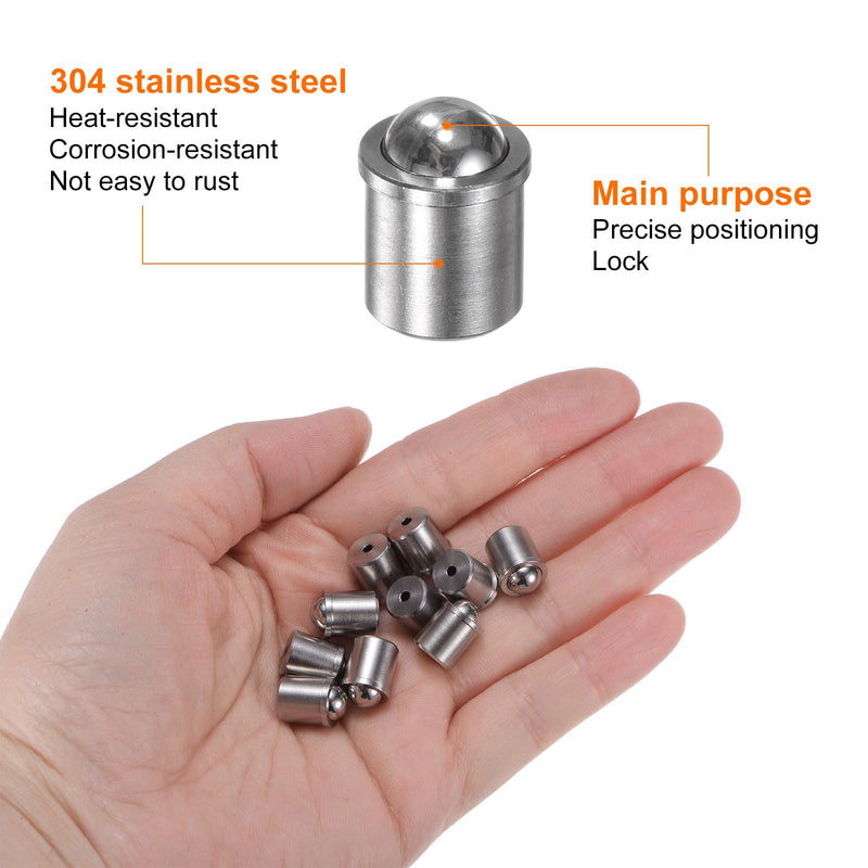 HARFINGTON 10pcs Ball Point Spring Plungers 8x9mm 304 Stainless Steel Precision Positioning Beads Ball Spring Plungers Ball Catch Latch for Door Cupboard Mechanical Devices Clamps Furniture