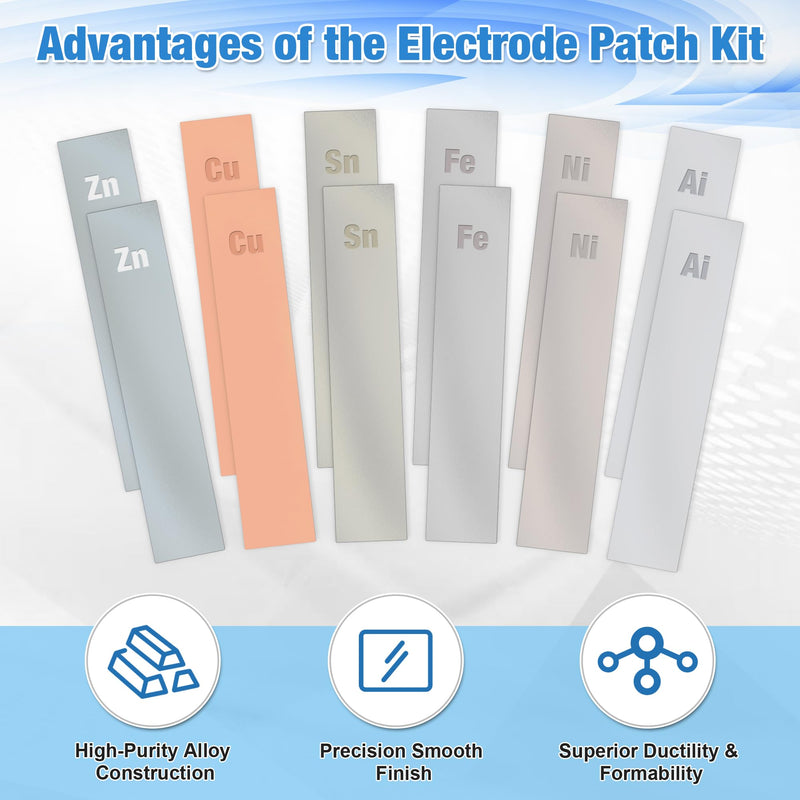 15 Pc Metal Electrodes Set Electrode Strips Kit Metal Strips Shim Stock Zinc Iron Copper Nickel Tin Aluminum Copper and Carbon for Scientific Experiments Electroplating Plating 15