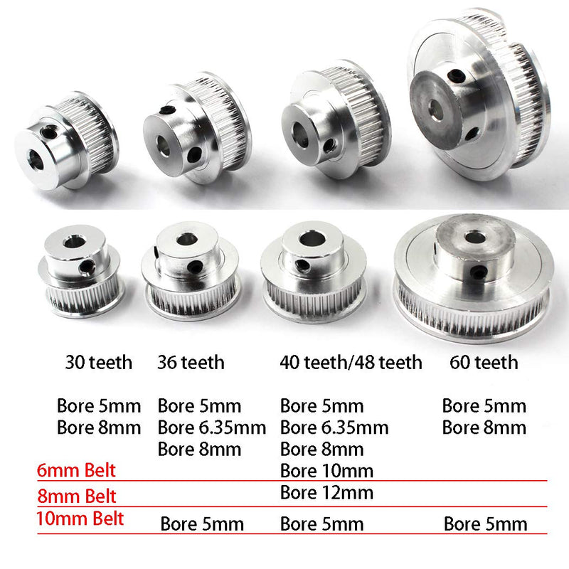 Timing Belt Pulley 40 Teeth 10mm Bore for 3D Printer CNC 6mm Width Belt Pack of 4 (Wrench Included) 40 teeth bore 10mm width 6mm