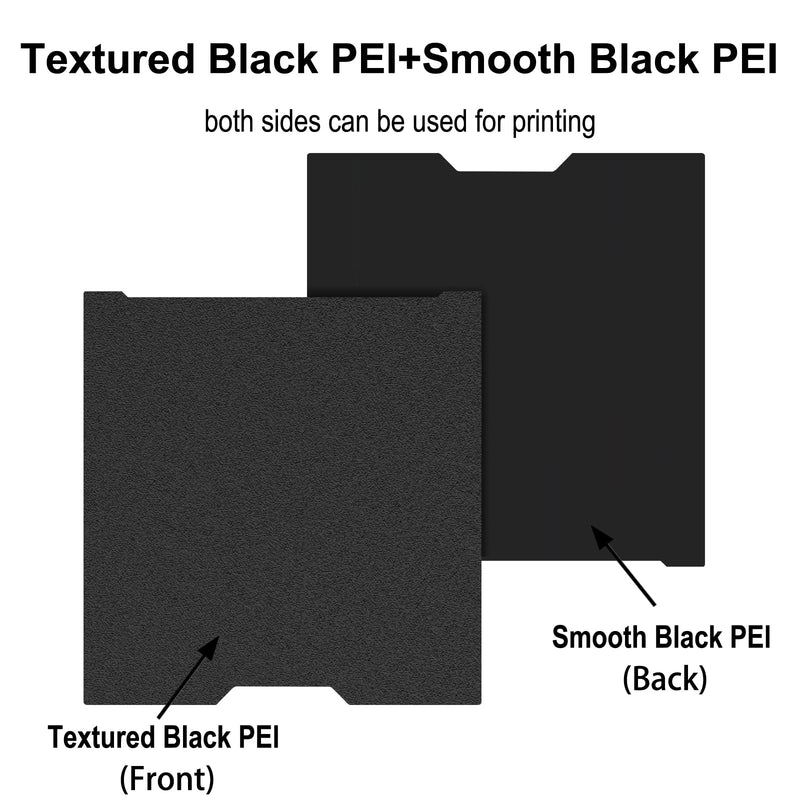 355 x 346mm Build Plate for Bambu Lab H2D/H2S 3D Printers, Smooth Black PEI + Textured Black PEI Good Adhesion Spring Steel Plate for Bambu Lab H2D/H2S Smooth Black PEI+Textured Black PEI