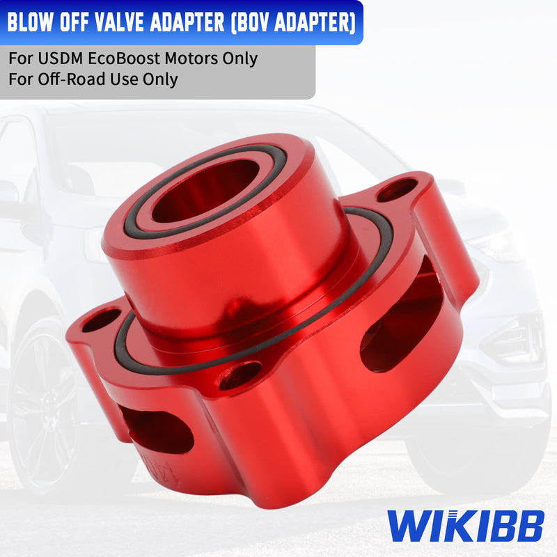 Blow Off Valve Adapter BOV Adapter Compatible with Ford Fiesta/Mustang/Fusion/Edge/Escape/Transit/Bronco 1.5 1.6 2.0 2.3 2.7L More Models, Fit for EcoBoost Turbo - CNC Billet Aluminum Red