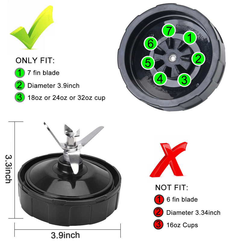 7 Fins Blender Blade Replacement Parts Compatible with Ninja Blender Top Lid Accessories for Ninja Auto iQ BL682-30 BL642-30 BL450-30 BL482-30 BL687CO-30 ect. Black 1