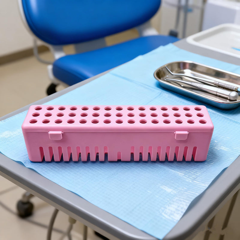 5pcs Dental Instruments Sterilizat Case, Plastic Autoclavale Cassette Rack, Medical Surgical Instrument Disinfection Container Tray for Dental Spatulas, Forceps and Pliers (5P-Pink) 5P-Pink
