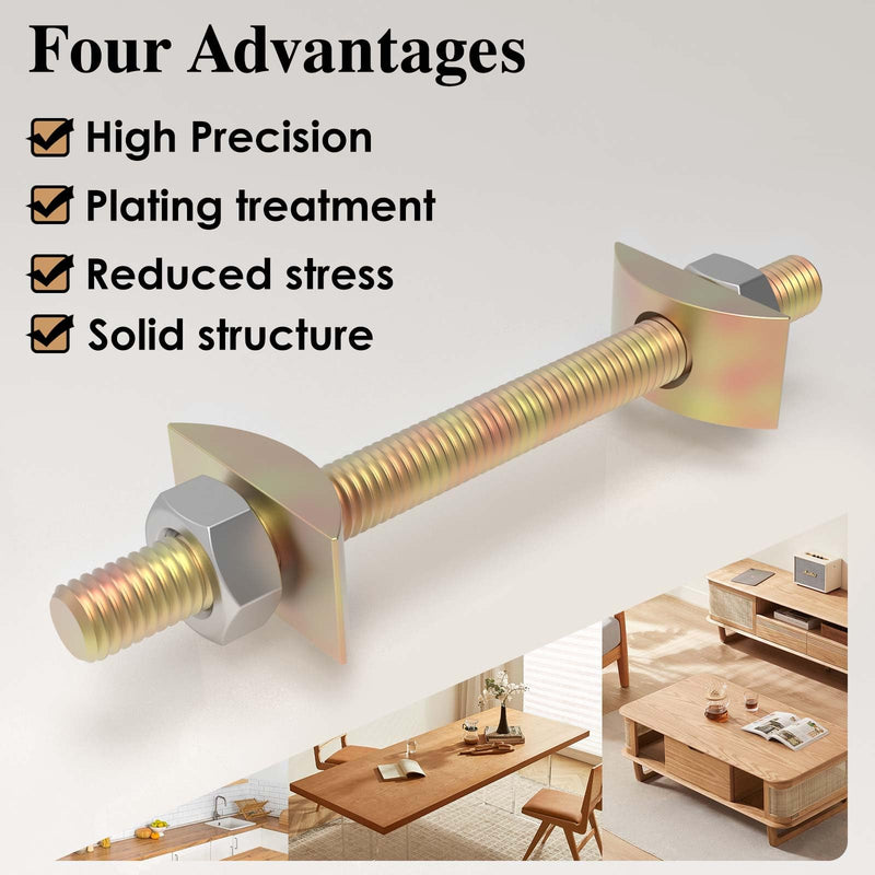 Furniture Fastening Connectors: Secure Countertops, Butcher Blocks, Tables, and Bed Frames with Bolt and Nut Hardware, Draw Bolts, and Miter Bolts,Metric-M8 5/16" x 3-1/2" (10PCS)