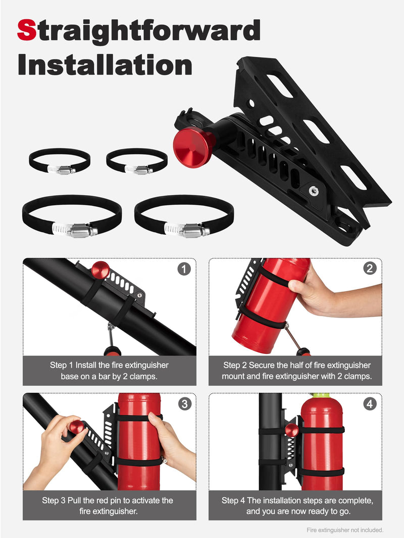 Adjustable Fire Extinguisher Mount, Easy Install on Roll Bar/ Cage Fire Extinguisher Holder, Quick Release Mounting Bracket for Jeep Wrangler JT TJ JKU JK JL UTV Cam-Am X3 Polaris RZR Ranger 1