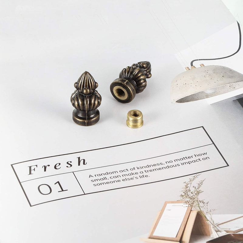 4 Pack Lamp Finial Cap Knob Antique Brass Lamp Finial Thread 1-3/8 inch High Retro Finial Decorations