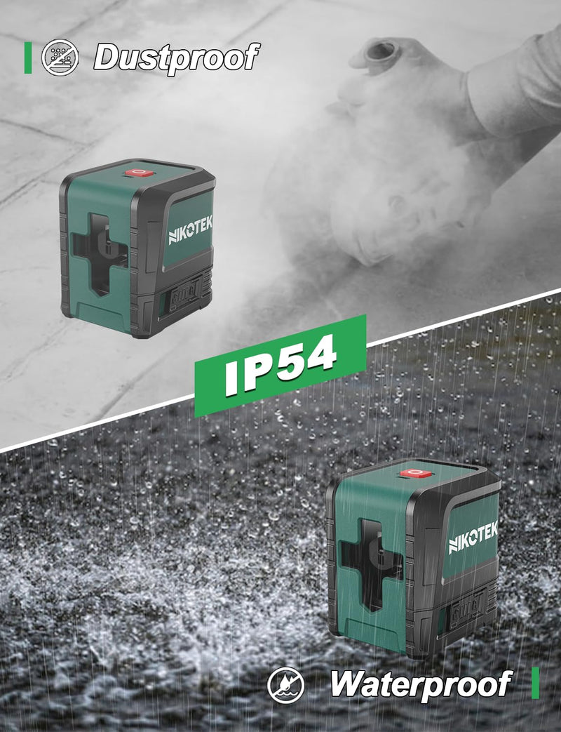 Laser Level, Self-leveling Green Line Laser With Horizontal and Vertical Lines for Construction and Picture Hanging, Battery Included