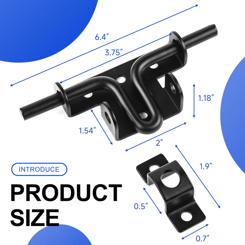 Slide Bolt Gate Latch with Padlock Hole, Heavy Duty Fence Slide Latches Outdoor Doors for Wooden Fence, Shed Door, Vinyl Door-3pack 3