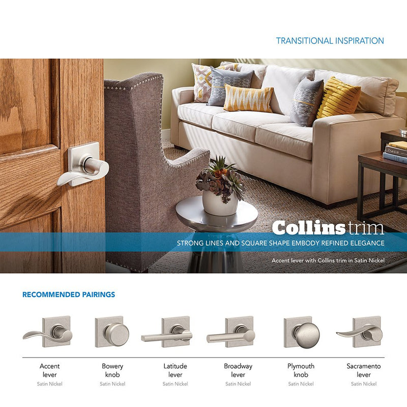 SCHLAGE F51A PLY 716 COL Plymouth Knob with Collins Trim Keyed Entry Lock, Aged Bronze