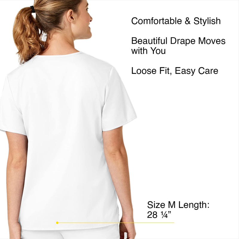 WonderWink Women's V-Neck Top Small White