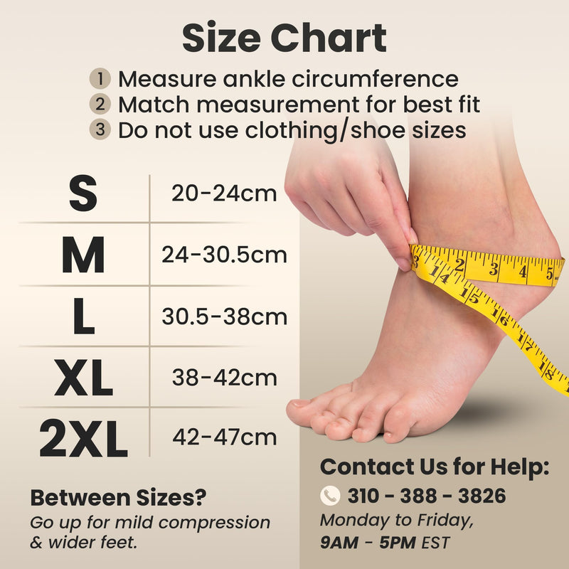 KEMFORD Ankle Compression Sleeve - Plantar Fasciitis Braces - Open Toe Compression Socks for Swelling, Sprain, Neuropathy, Foot Arch Support for Men and Women - 20-30mmhg, L, Beige L (20-30 mmHg) - NewNest Australia
