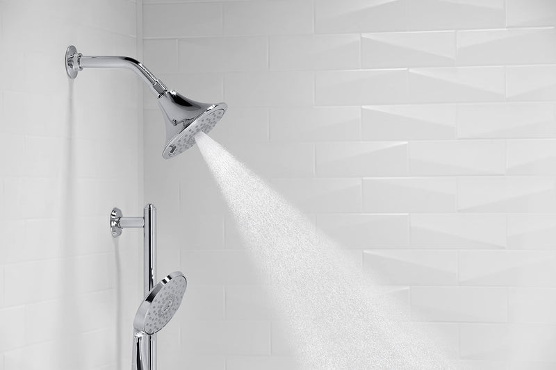 KOHLER 22169-G-AF Forte Multifunction Showerhead, Wall-Mount, 3 Spray Settings, 1.75 GPM, Vibrant French Gold